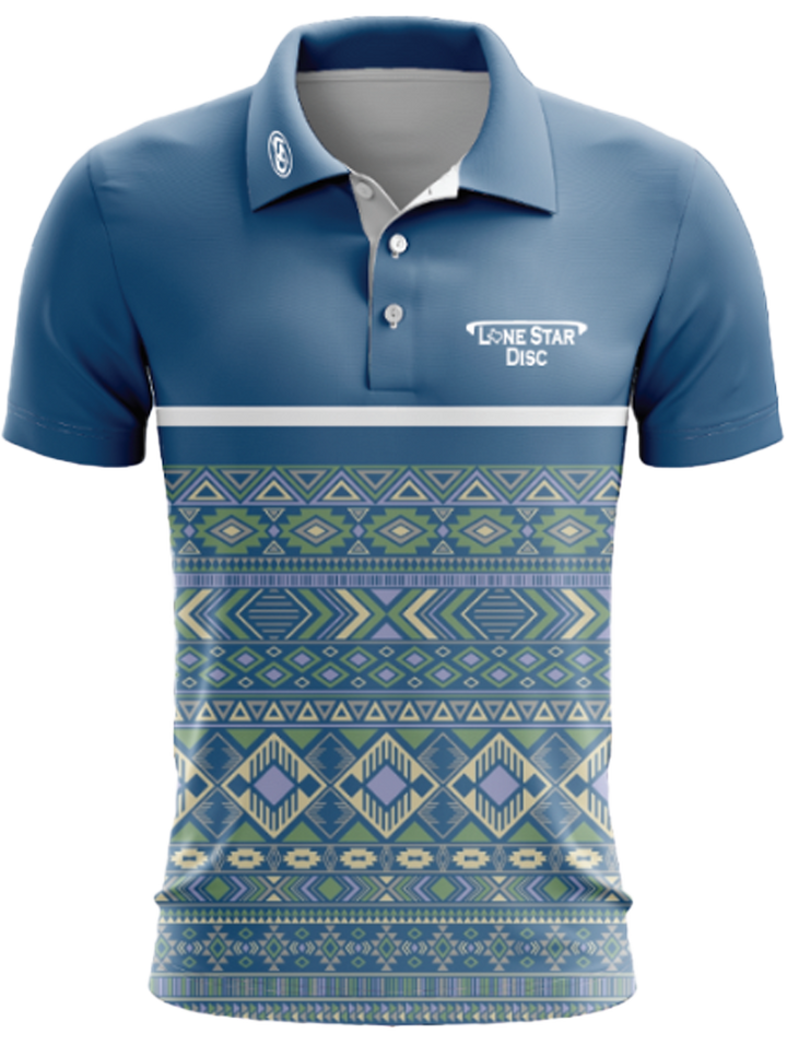 Lone Star Disc Blue Mayan Athletic Polo