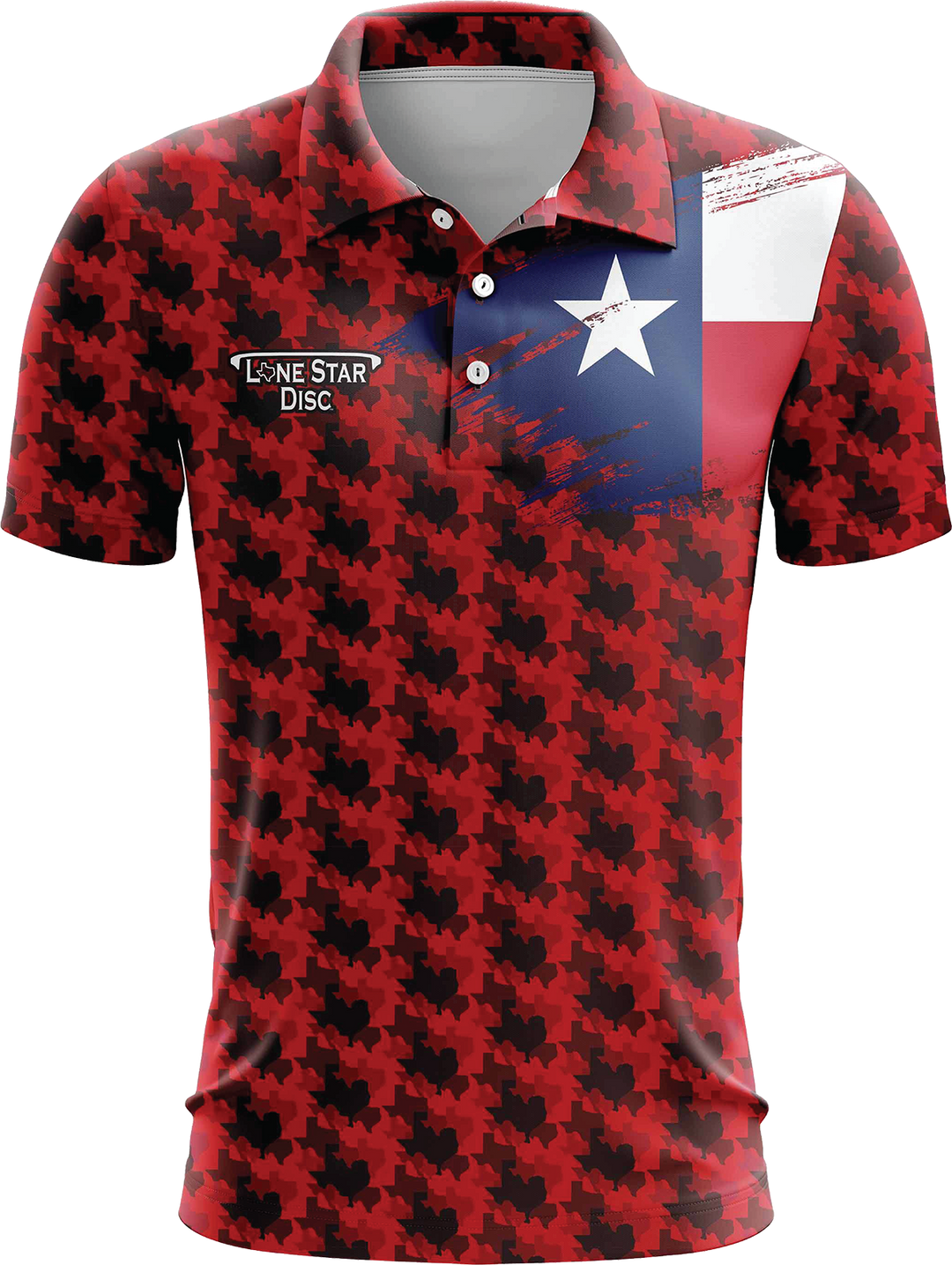 Lone Star Disc Texas Camo Athletic Polo - Red