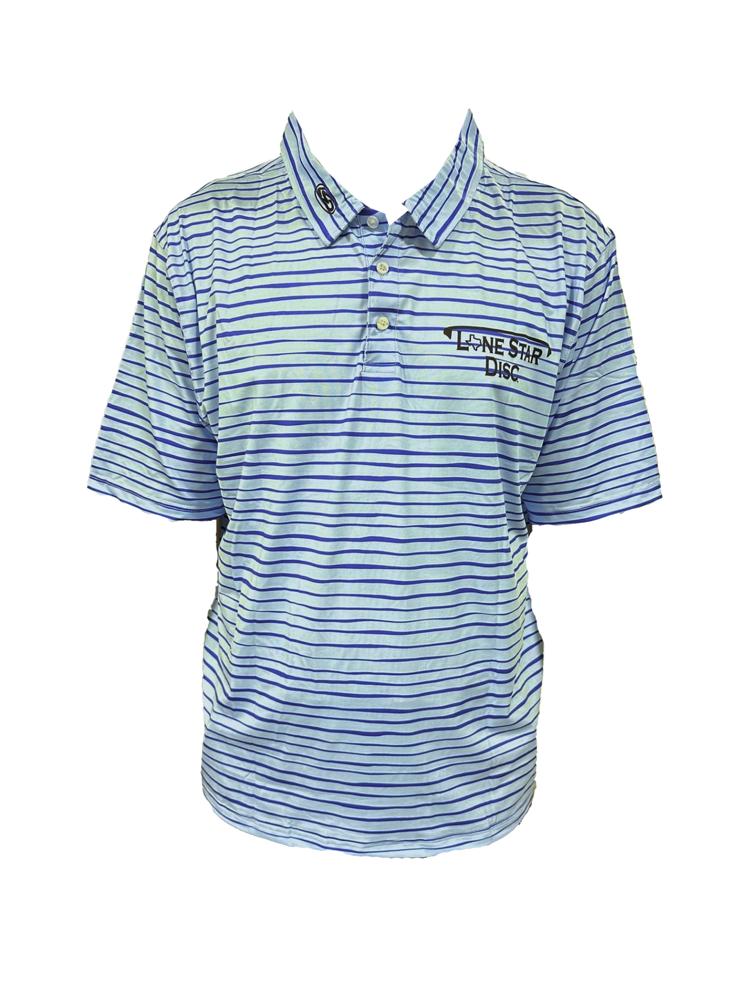 Lone Star Disc Blue Striped Athletic Polo