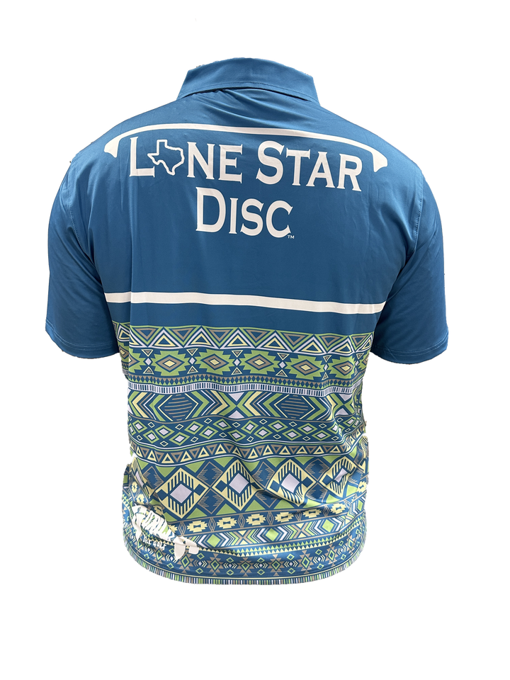 Lone Star Disc Blue Mayan Athletic Polo